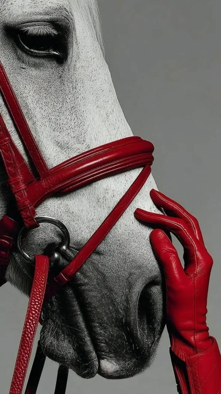 Crimson Elegance – Monochrome Horse Poster