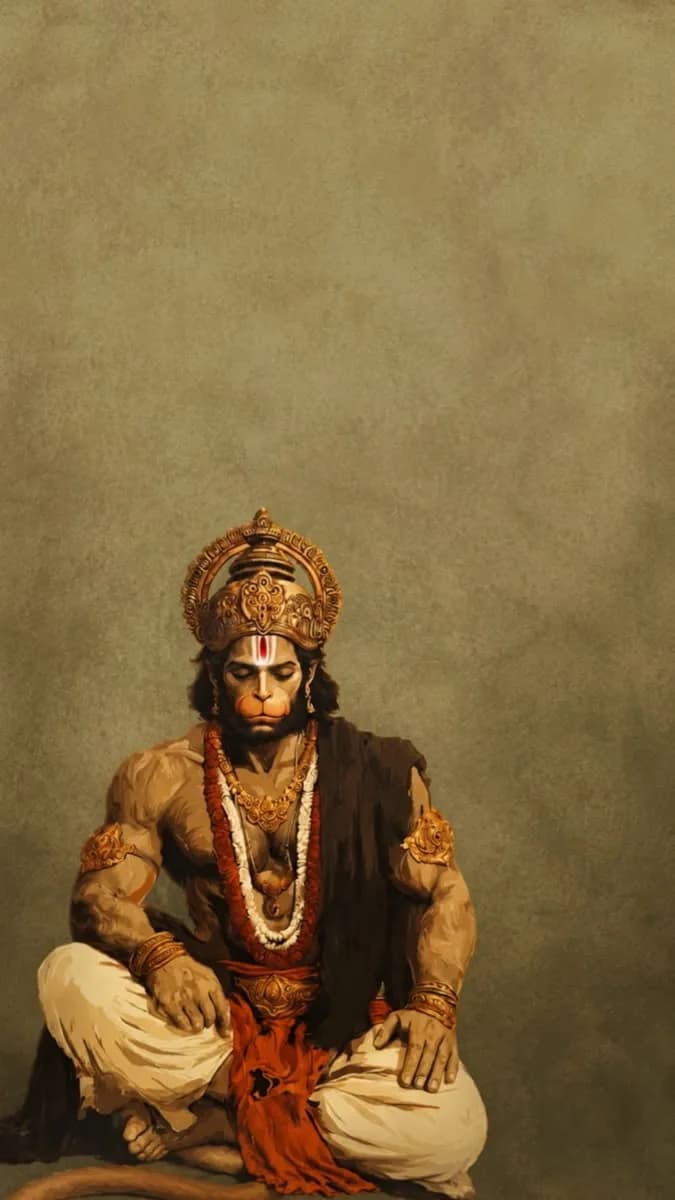 Lord Hanuman – Earthy Tones Meditation Poster
