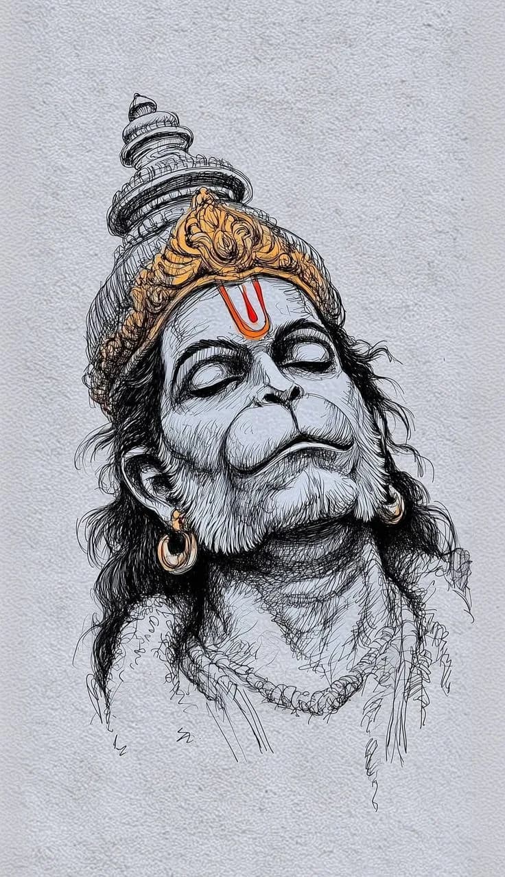 Lord Hanuman – Divine Devotion Sketch Poster